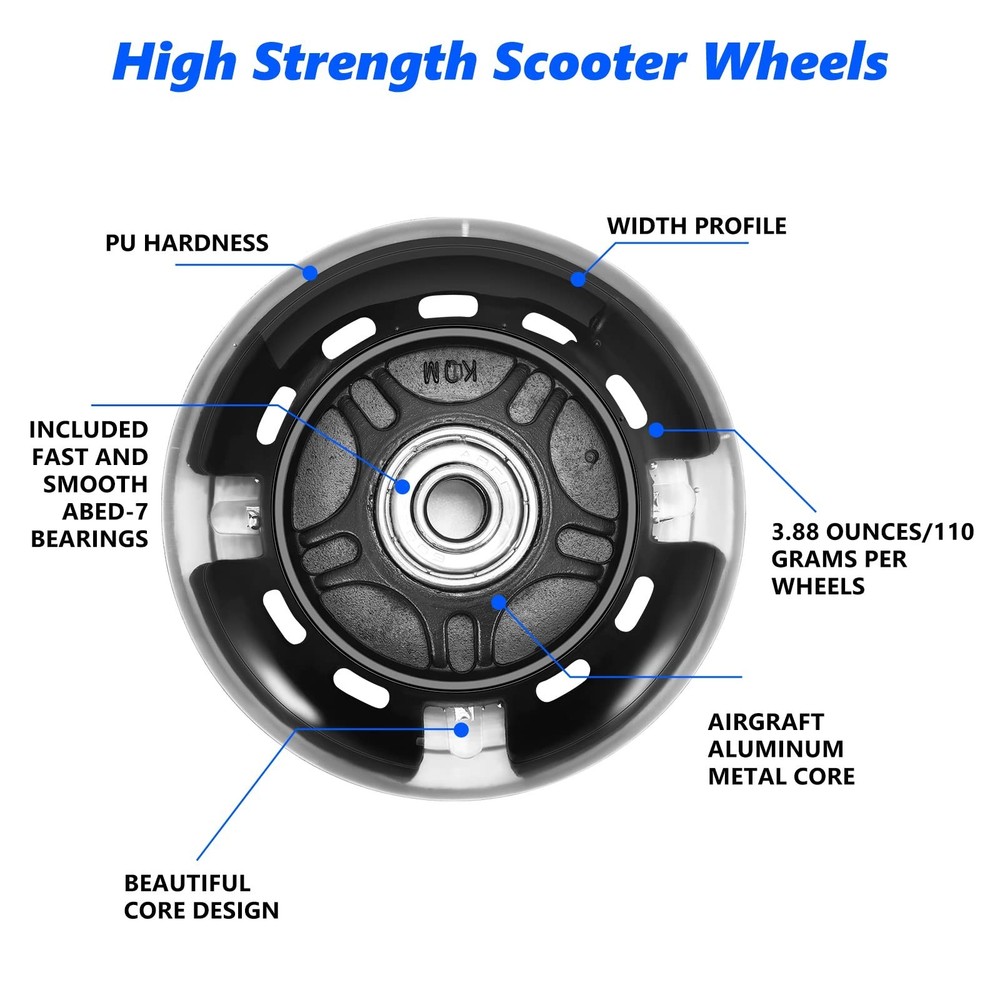 Scooter Replacement Wheels, LED Flash Wheel 80MM, Mini Maxi Micro Scooter Ska...