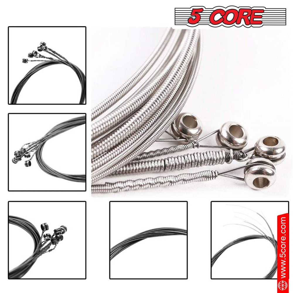 5 Core Bass Guitar Strings Extra Light Gauge Bright & Powerful Tone 6 String Set