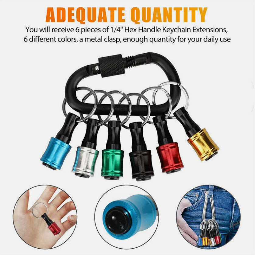 12Pcs 1/4" Hex Shank Quick Release Keychain Screwdriver Drill Bit Holder Bit Set