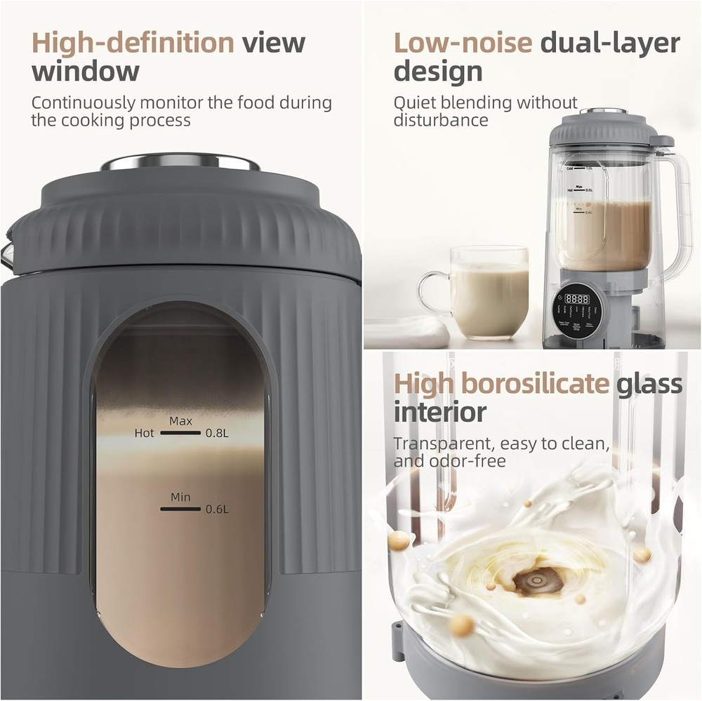 8 in 1 Nut Milk Maker - 35oz Automatic Plant-Based Milk Machine with Delay Start