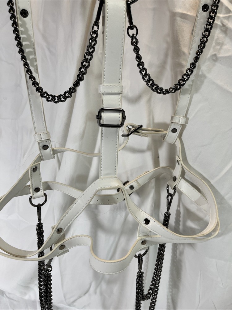 WHITE FAUX LEATHER BAPHOMET BONES HARANESS KILLSTAR