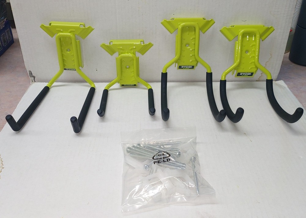 Ryobi Link 4 Piece Modular Storage Wall Mount Utility Hooks Free Shipping