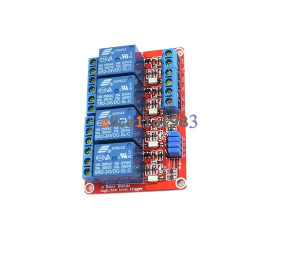 24V 4 Channel Relay Module With OPTO-Isolated High and Low Level Trigger