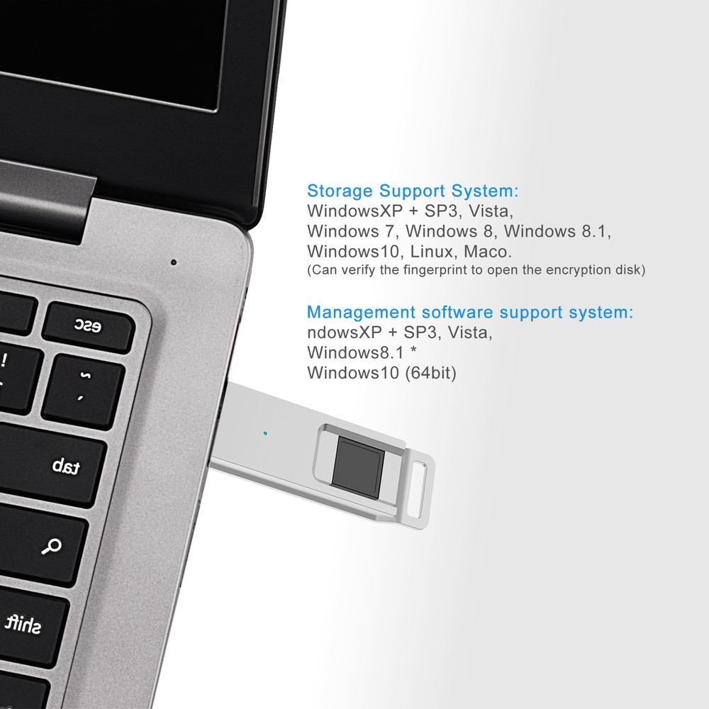 32GB 64GB Fingerprint USB 3.0 Flash Drive Memory Encryption Security Recognition