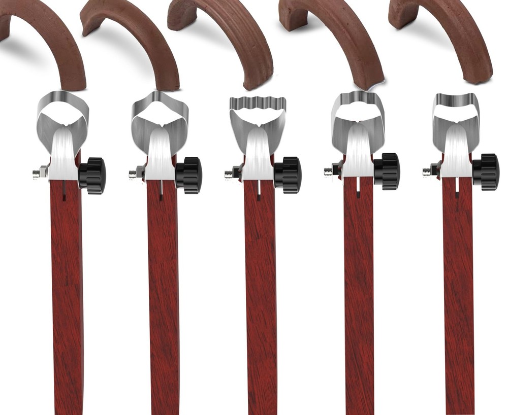 GEOCCI 5 Pcs Pottery Handle Making Tool Carving Tools Dark red