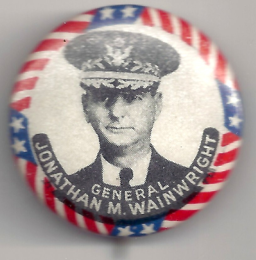 Original WWII GENERAL JONATHAN M. WAINWRIGHT Pin Photo pinback button