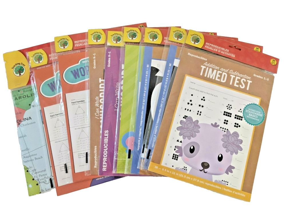 Teaching Tree, 9 Books, Map, Cursive, Math, Sight Words &, K-4, 38 Worksheets ea