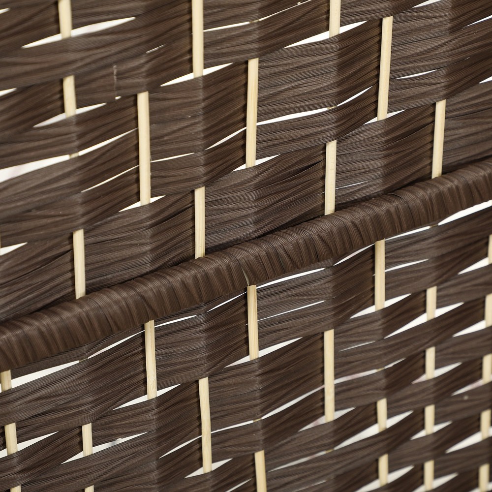 6 Panel Room Divider Hand-Woven Freestanding Partition Brown