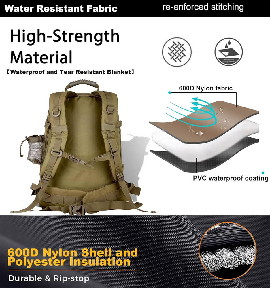 Tactical Backpack Military Army Daypack - Assault Pack for Men Molle Backpacks B