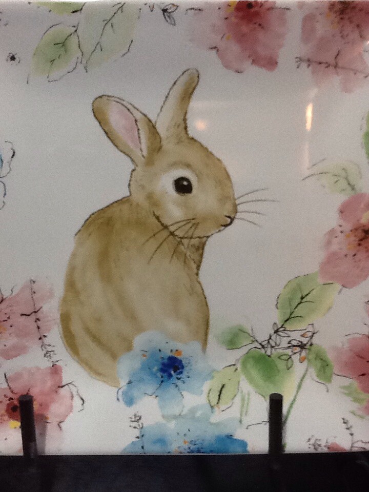 222fifth Bastia Bunny Easter 4 New Square Salad Plates