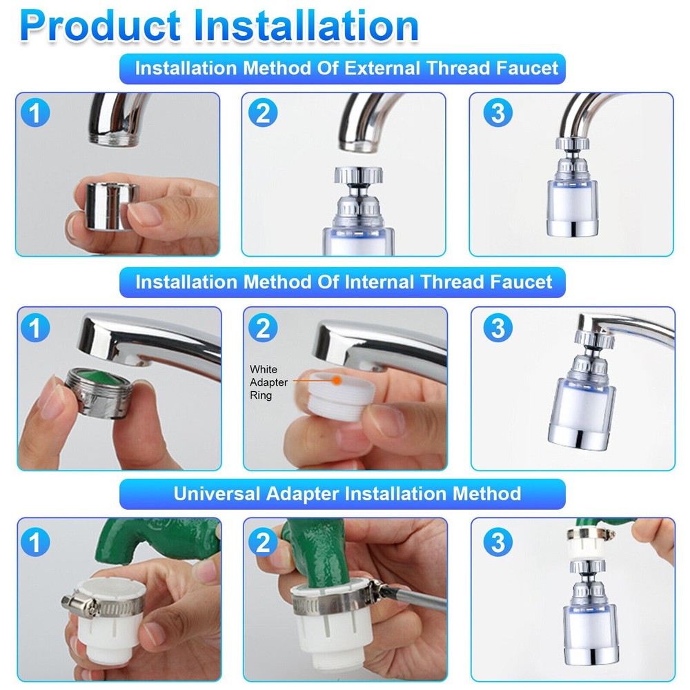 2×Faucet Water Filter System Kitchen Sink Mount Filtration Tap Purifier Clean US