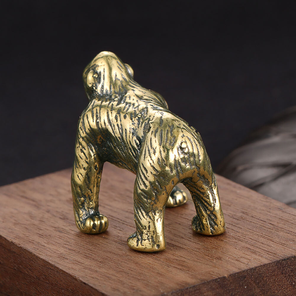 Miniature Solid Brass Monkey Gorilla Statue Tea Pet Mini Figure Animal Craft Toy