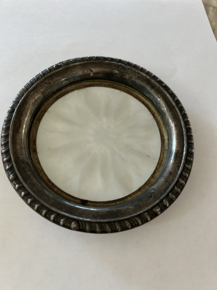 Vintage Silver Plated? Glass Coasters
