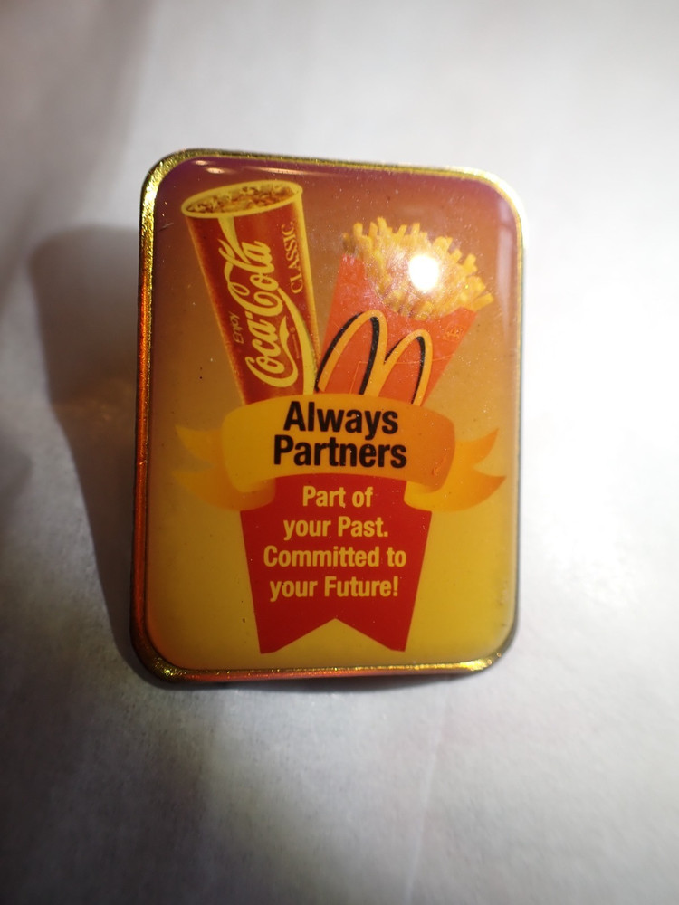 McDonalds Coca Cola Always Partners Enamel Lapel Pin NICE
