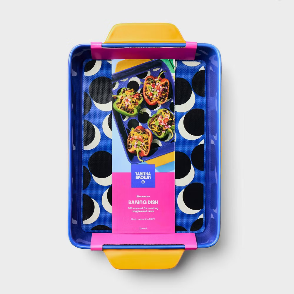 2pc Stoneware Rectangle Baking Dish with Removable Silicone Mat - Tabitha Brown: