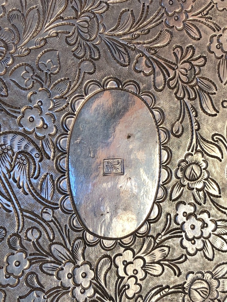 Antique Chinese Sterling Silver Open Work Hinged Signed Box