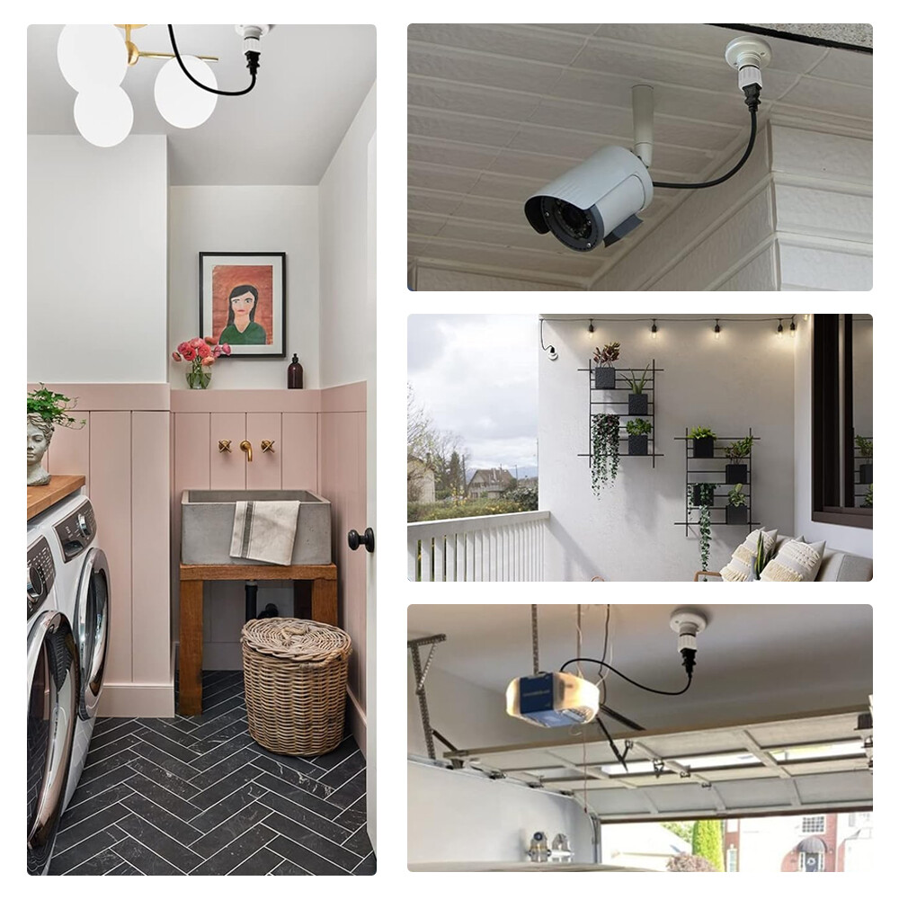 4x E26/E27 Light Socket To Plug Adapter Plug Connector Fit for 2/3 Prong Convert