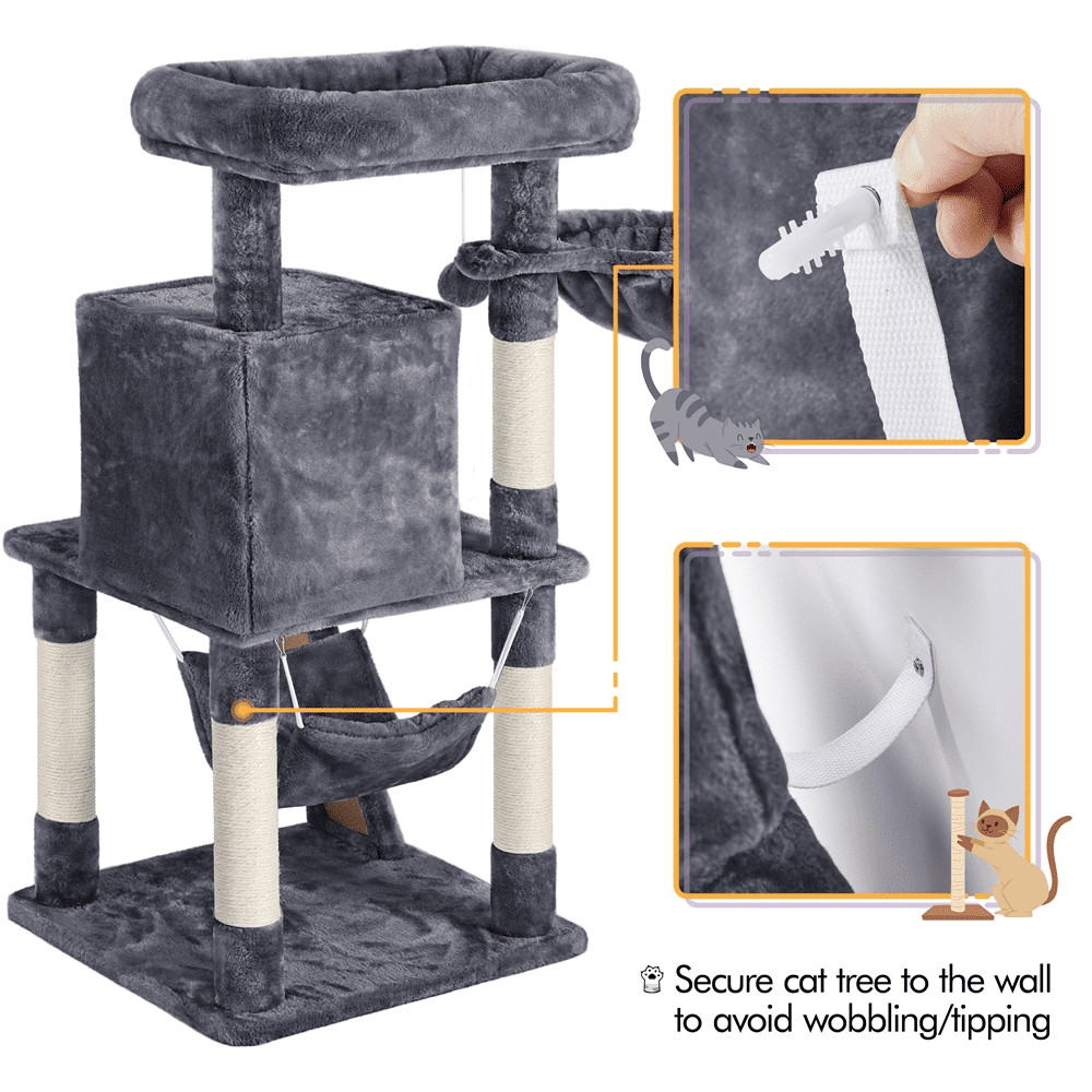 Multi-level Small Cat Tree Tower with Condo, Dark Gray
