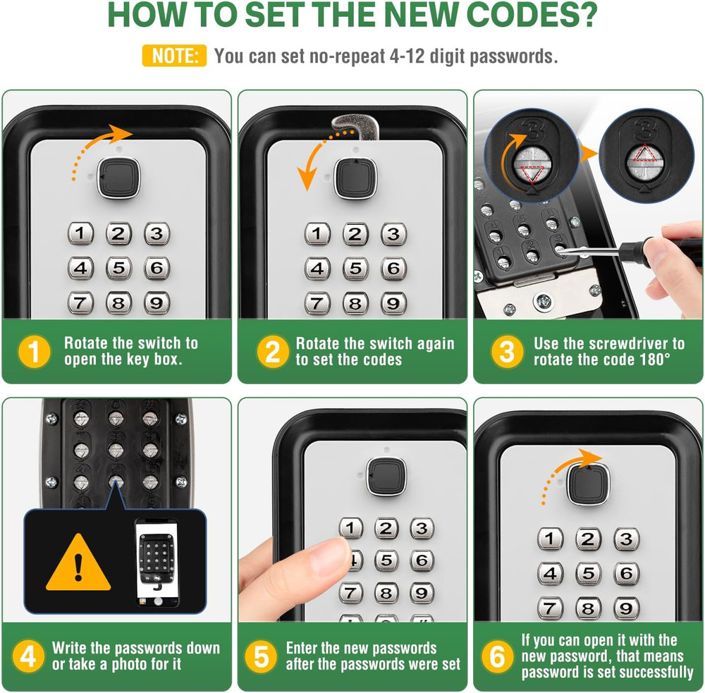 Lock Box for Keys with Code, Waterproof Key Boxs Wall Mount 12-Digit Keypad Lock