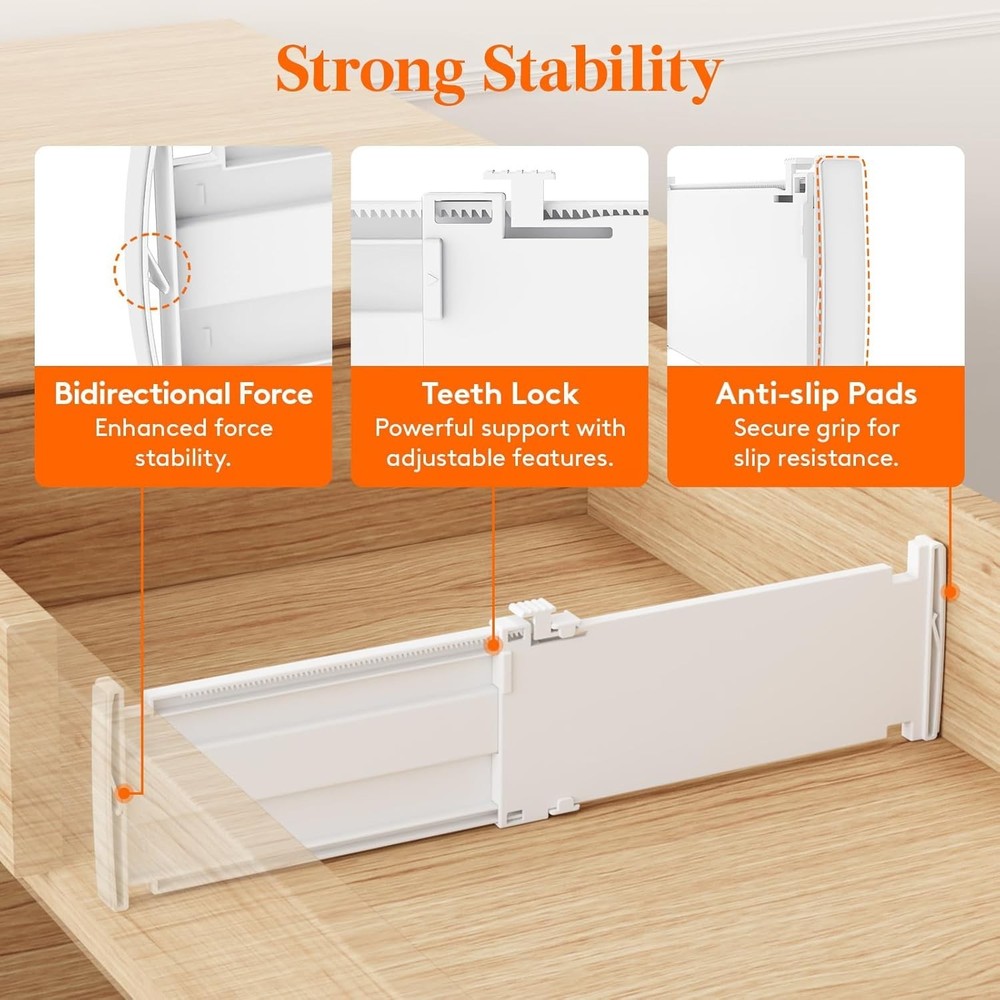 12-Pack Drawer Separators | Adjustable and Non-Slip for Secure Storage