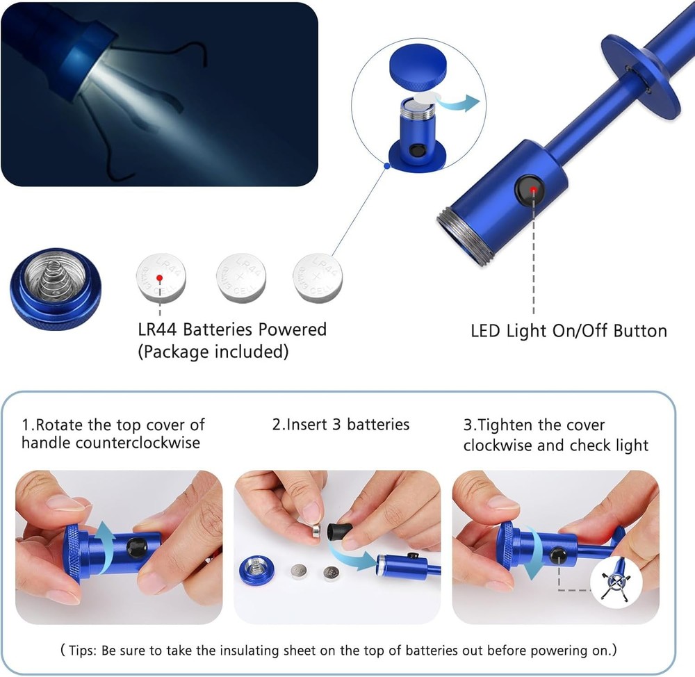 Alloy Steel LED Pickup Tool - Bendable Grabber for Efficient Object Retrieval