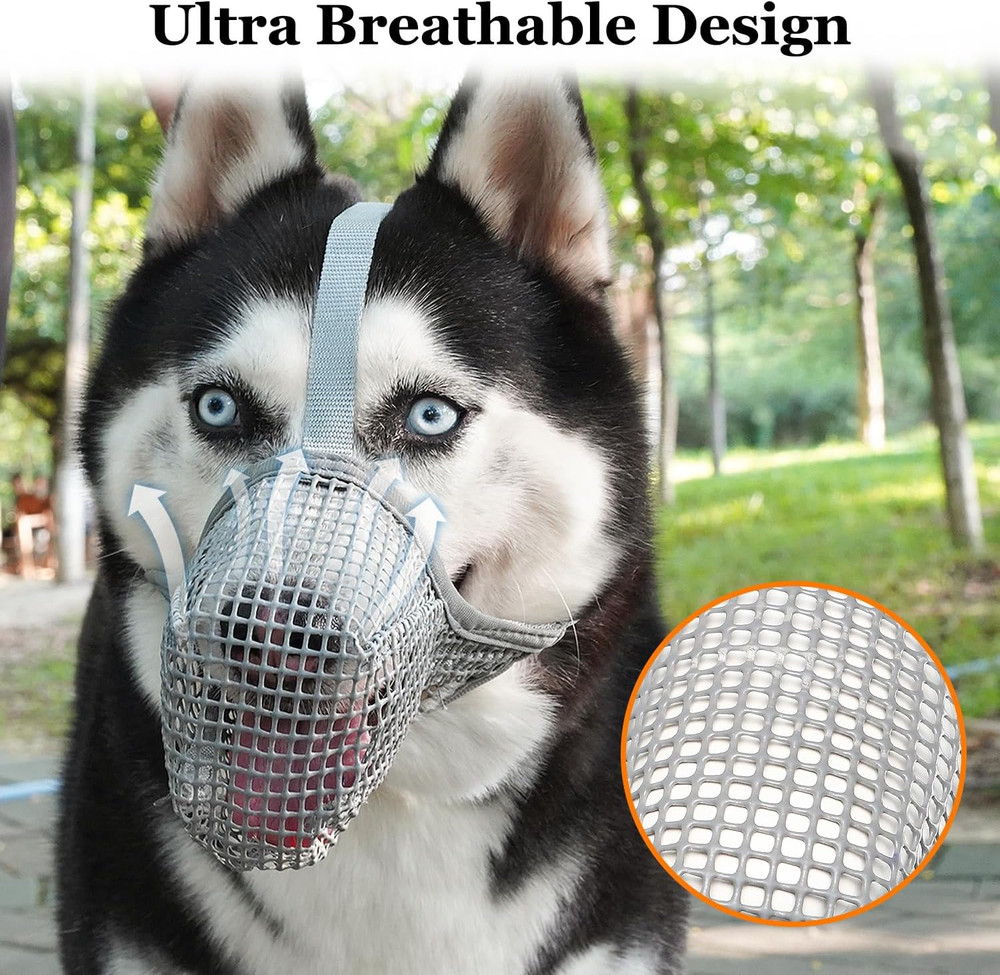 Dog Muzzle, Soft Mesh Muzzle for Small Medium Large Dogs Labrador German Shepher
