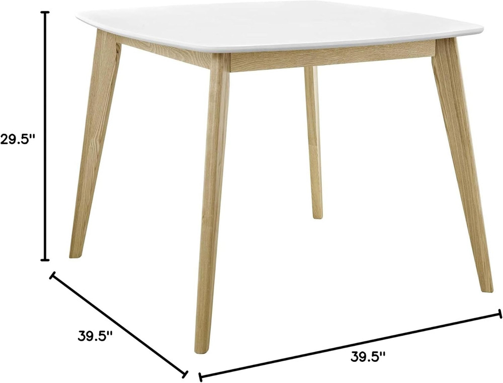 Stratum 40" White Mid-Century Modern Kitchen & Dining Room Table