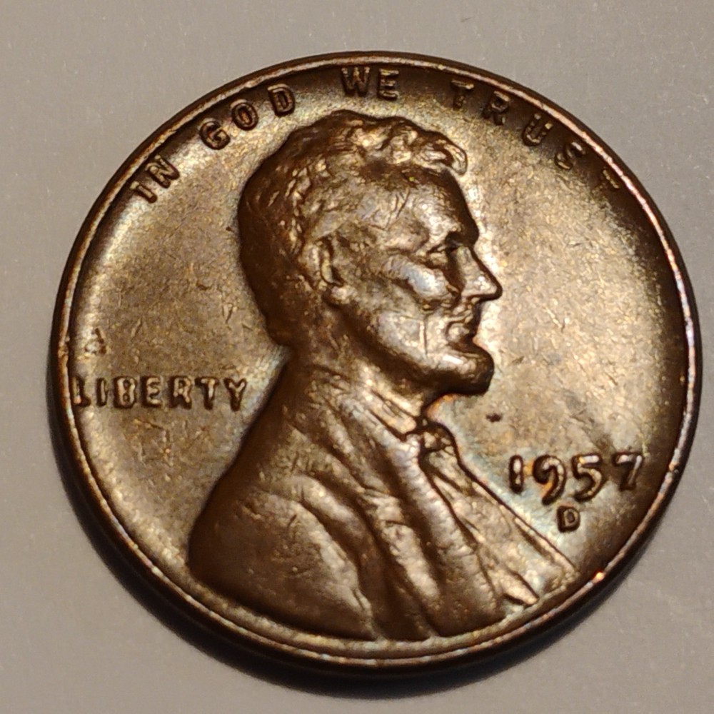 1957 D - BN - COPPER - 2 - 3.07 GRAMS