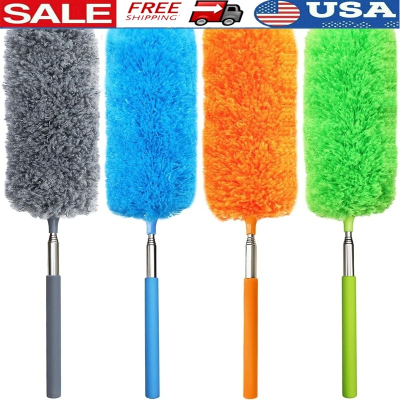 Extendable Microfiber Duster Washable Bendable Handheld Dust Cleaner 4 Pack New