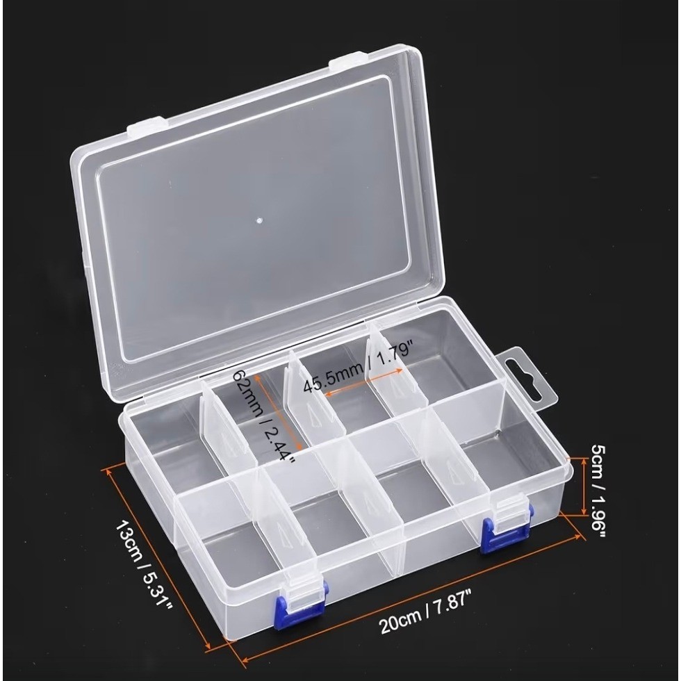 Harfington 4pcs Component Storage Box 8 Grids PP Electronic Organizer Clear Blue