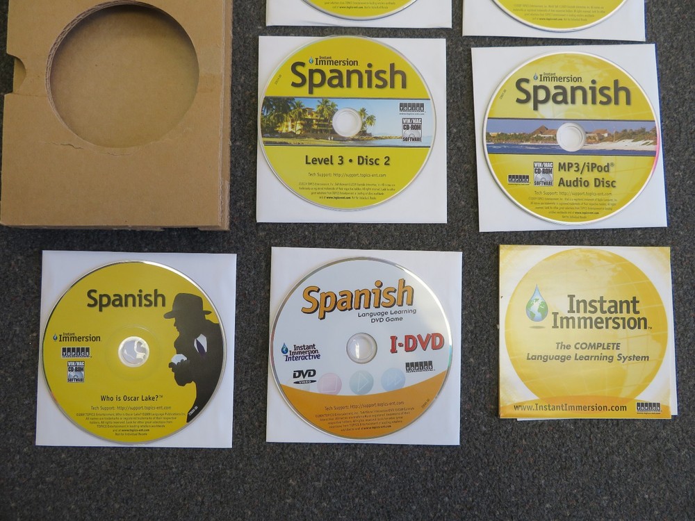 Instant Immersion Spanish Levels 1, 2, 3 Computer Software PC/MAC (9 Discs,2009)