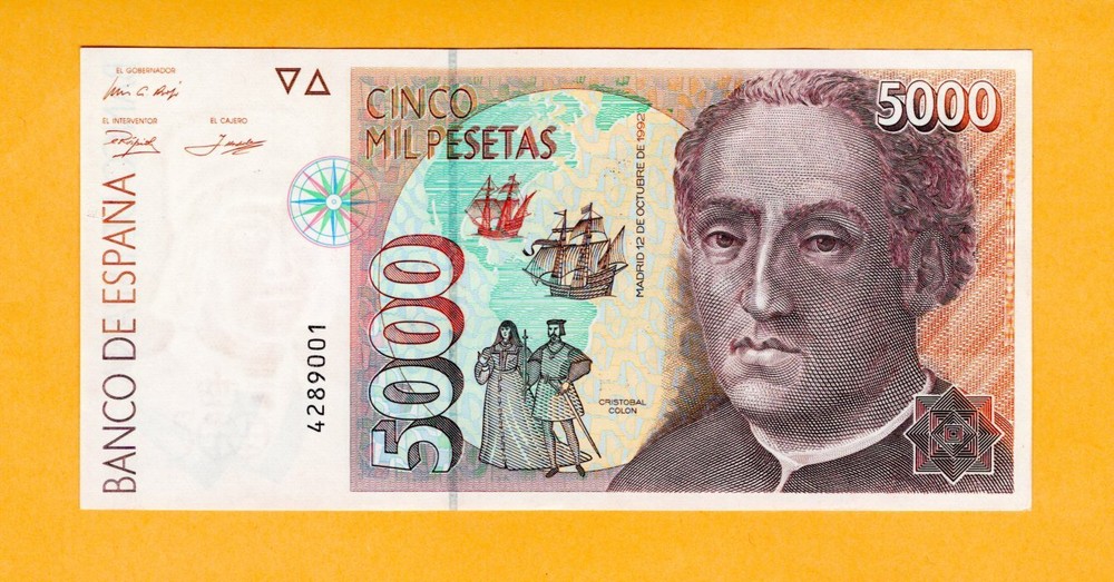 Spain UNC Banknote 5000 Pesetas 1992 P-165