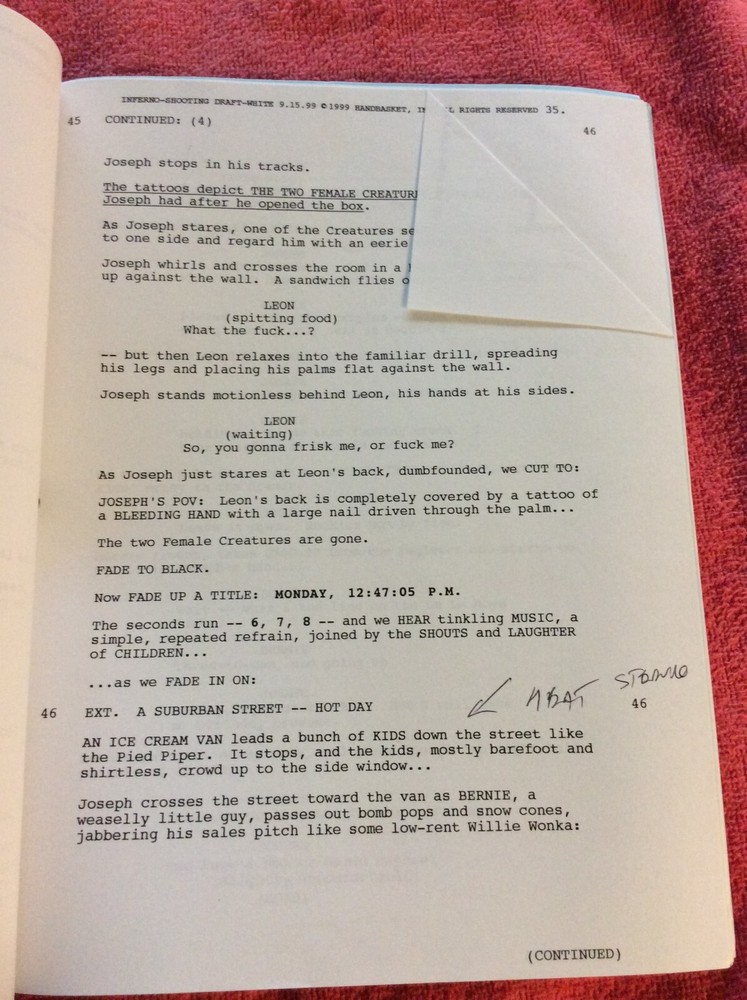 ORIGINAL SCRIPT HELLRAISER INFERNO DOUG BRADLEY CLIVE BARKER SCOTT DERRICKSON