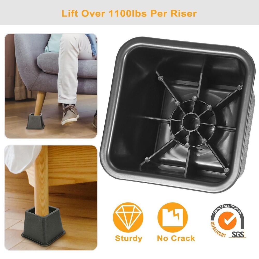 8Pcs Bedding Furniture Risers Adjustable Bed Sofa Chair Riser Stackable Lifter