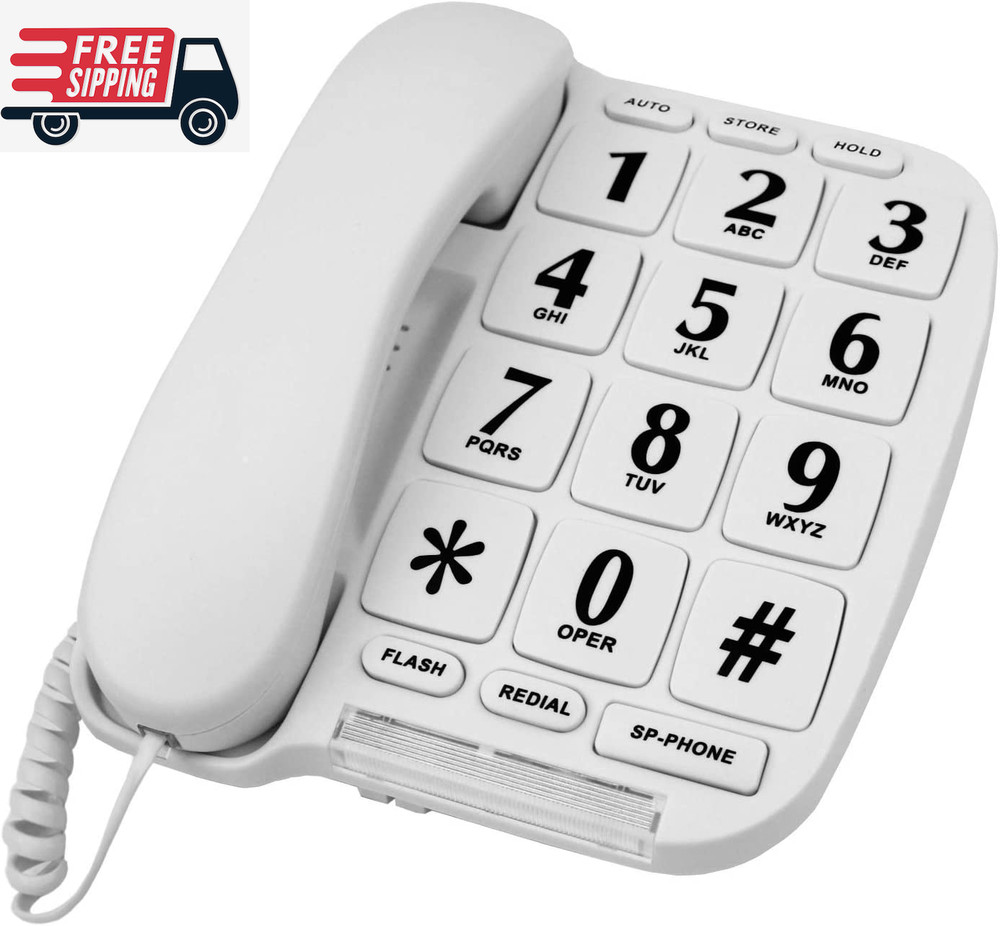 Big Button Phone for Wall or Desk with Speaker and Memory