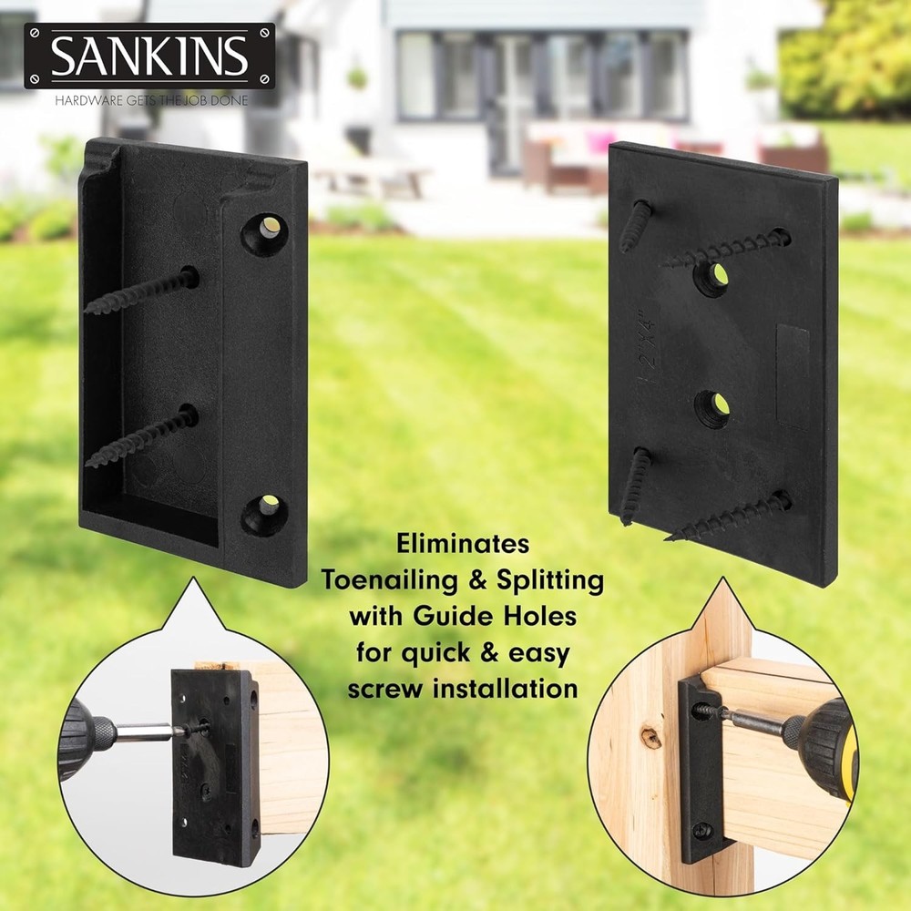 Customizable 10-Pack Black Deck Railing Brackets for 2x4 – Heavy-Duty Design