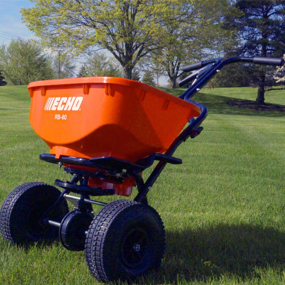 ECHO Broadcast Spreader Heavy-Duty T-Handle Designed 60 lbs. Hopper Capacity