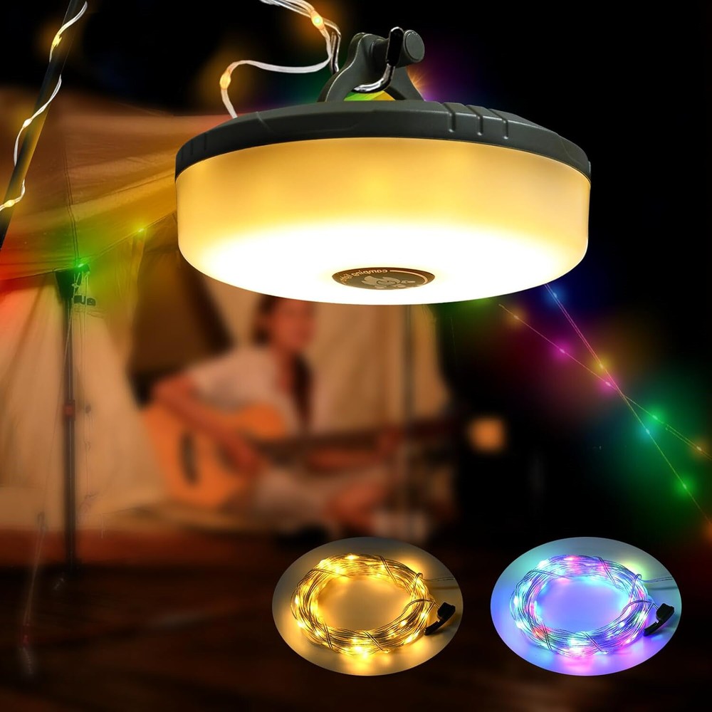 32.8FT Outdoor Camping Lantern String Lights 8 Modes USB Rechargeable Magnet