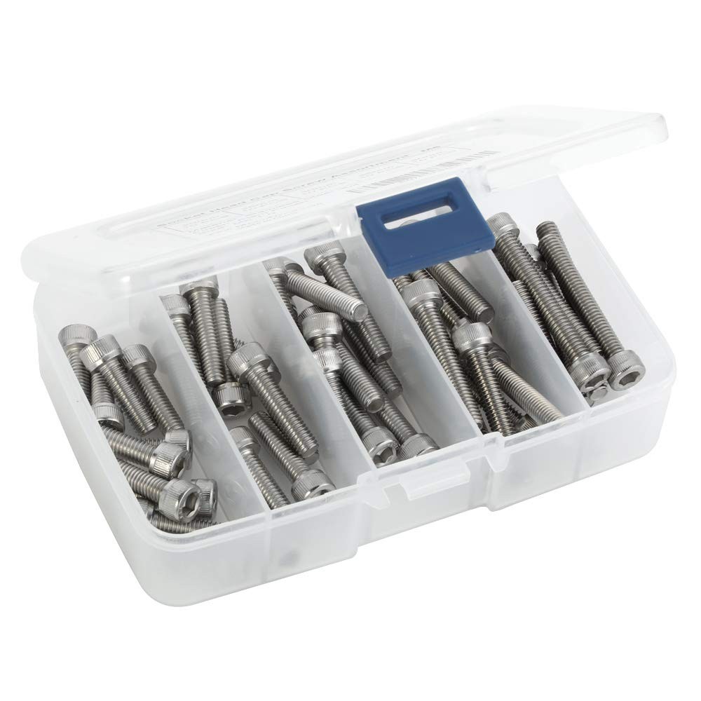 50 PCS Socket Head Cap Screw Assortment Set, 20mm to 40mm, Silver