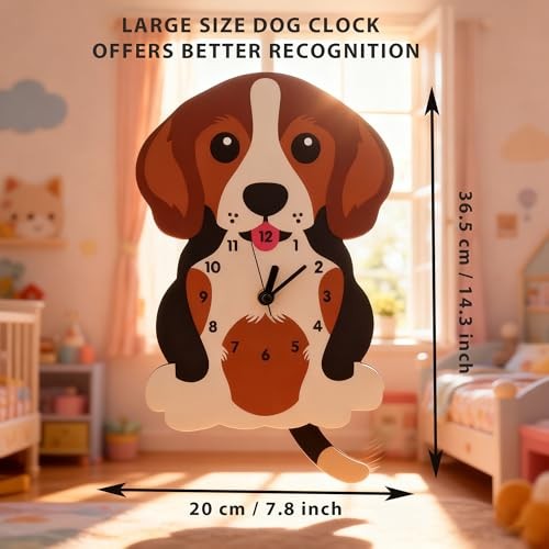 Dog Pendulum Wall Clock,Cute Swing Tail Beagle-styled Wall Clock Decorative