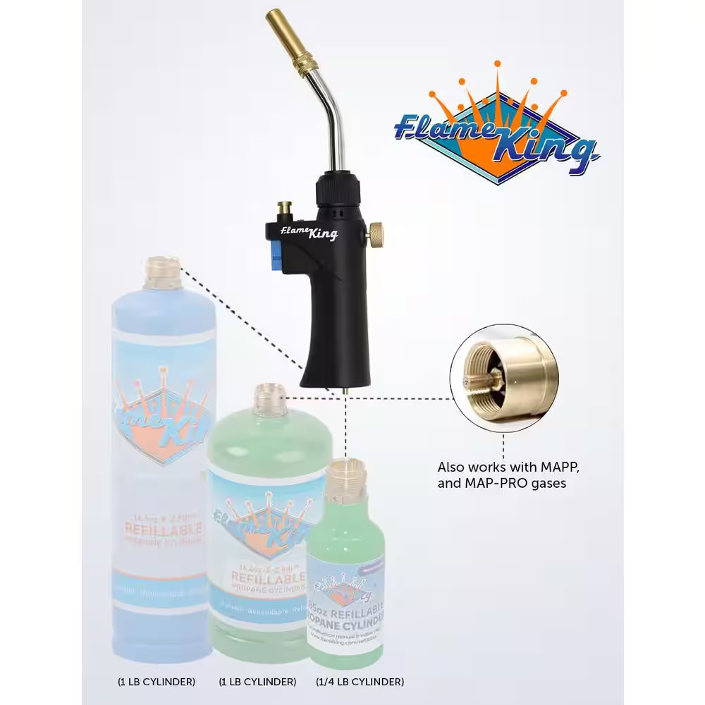 Flame King FK-028CGA High Intensity Propane Torch Head with Webbed Flame