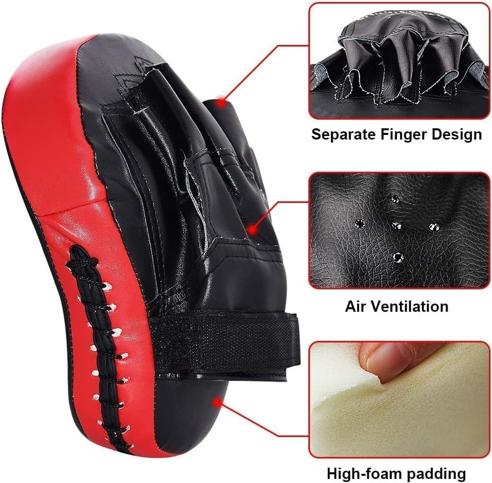 Taekwondo Kick Shield with 2 Punching Mitts - Durable Red Training Set