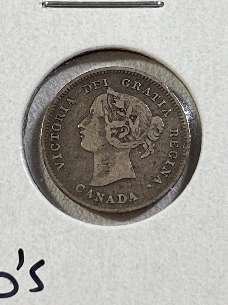 1900 Canada 5 Cents Small Silver Coin Oval 0's