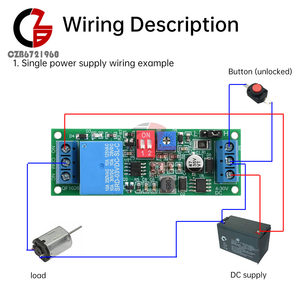 DC4-30V Power Adjustable Delay Relay Timer Control Module Trigger Delay Switch