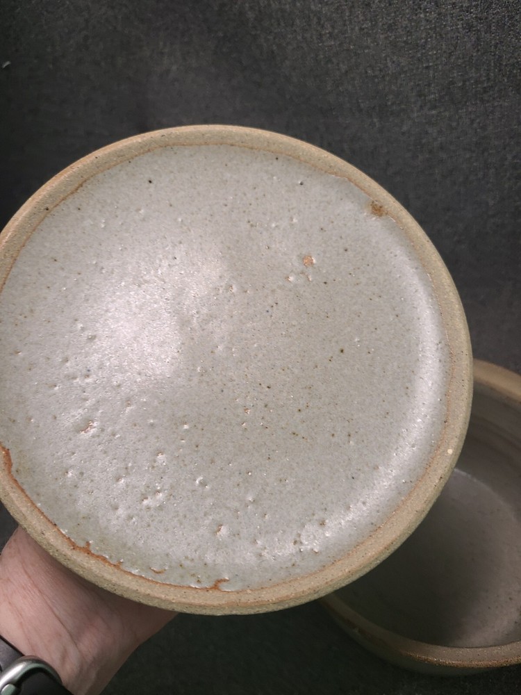 Studio Pottery Covered Dish Cream & Brown