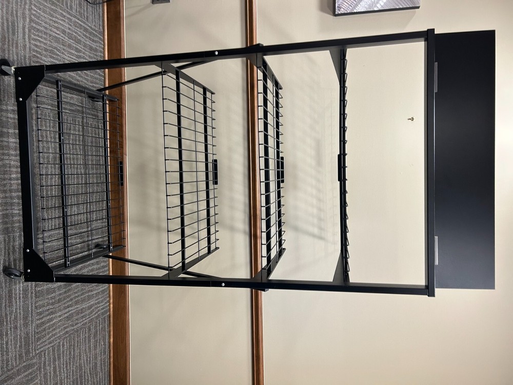 RETAIL ROLLING DISPLAY SHELVES WITH HEADER GRAPHIC FRAME