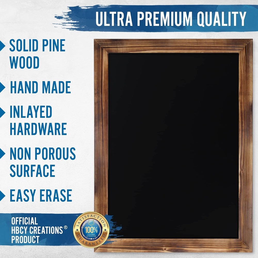 Creations 18" x 24" Torched Brown Solid Wood Frame Wall Chalkboard