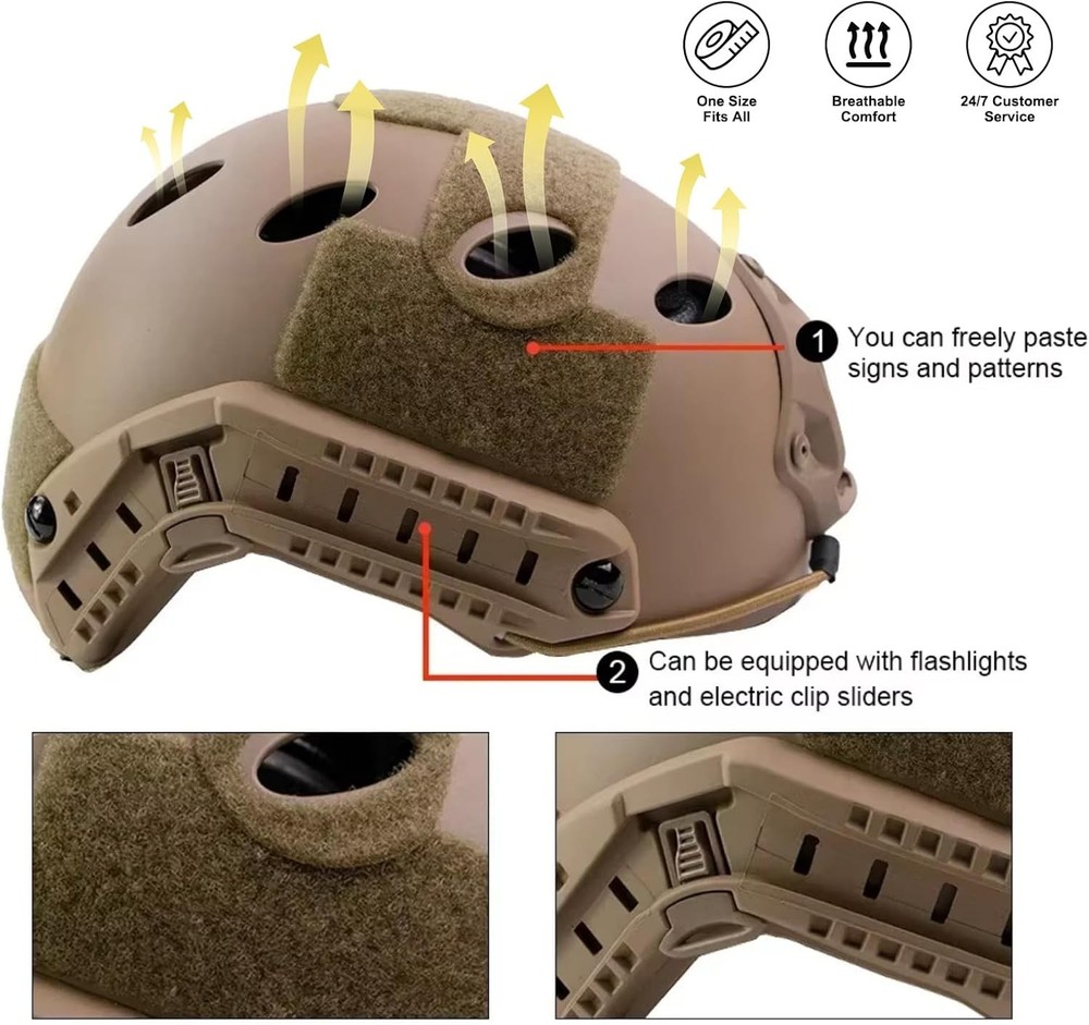 Airsoft Helmet Tactical PJ Type Adjustable Fast Lightweight Combat Gear