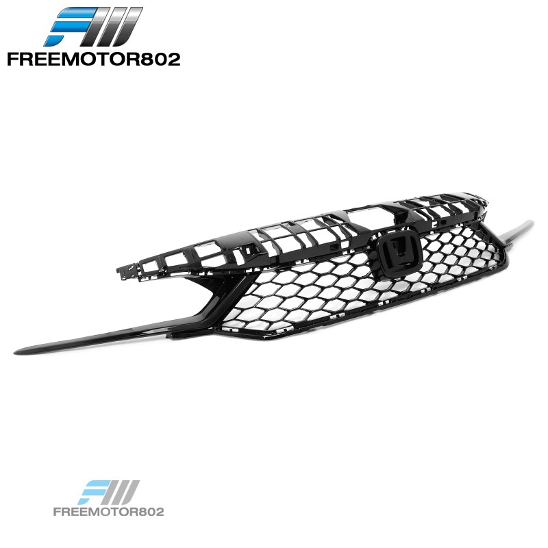 For 25-26 Civic Type R Front Bumper Lower Upper Mesh Grilles Kit Gloss Black ABS