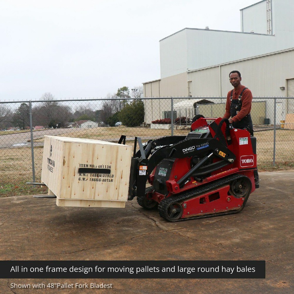 Titan Attachments Mini Skid Steer Pallet Fork Attachment, 42" Fork Blades